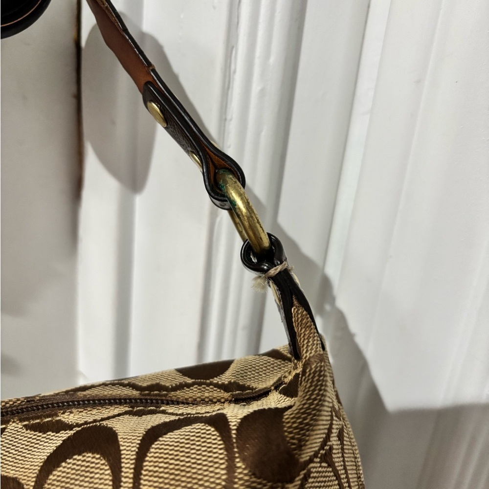 🍎🍎SOLD🍎🍎Vintage Coach Signature Mini Baguette Y2K Brown Canvas Shoulder Bag - Picture 10 of 11